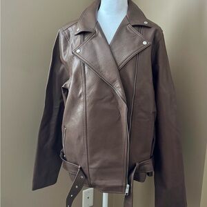 Old Navy Brown Faux Leather Moto Jacket